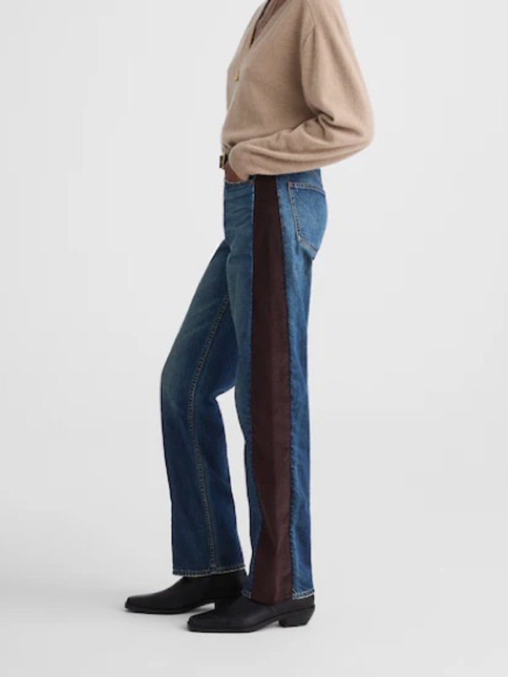 Madewell x Kaihara Pieced Wide Barrel Leg Denim Brown Corduroy Jeans Size 26 - Picture 1 of 11